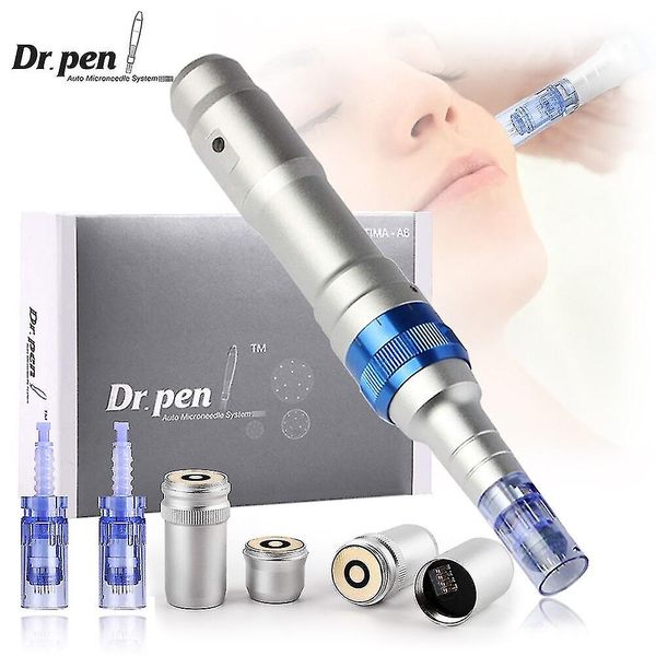 

beauty items dr. pen ultima a6 electric derma pen auto micro needle rechargeable with 2pcs 12 pins