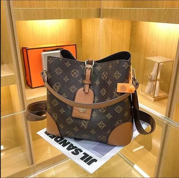 

brand luxury design vintage bucket shoulder bag 2022 purses women's fashion retro style one shoulder crossbody bags printed handbag lvs