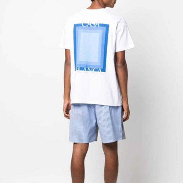 

23ss new casablanca designer classic fashion cotton t shirt block square space men and women loose and versatile short-sleeved tee, White;black