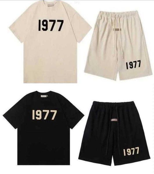 

summer men's pants high street fg correct edition ess commodity 1977 flocking stamping 5-point shorts for men and women casual versatil, White;black