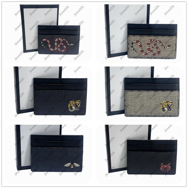 

classic casual men women fashion leather holder black coffee snake tiger bee credit card id holders ultra slim wallet 2980, Brown;gray