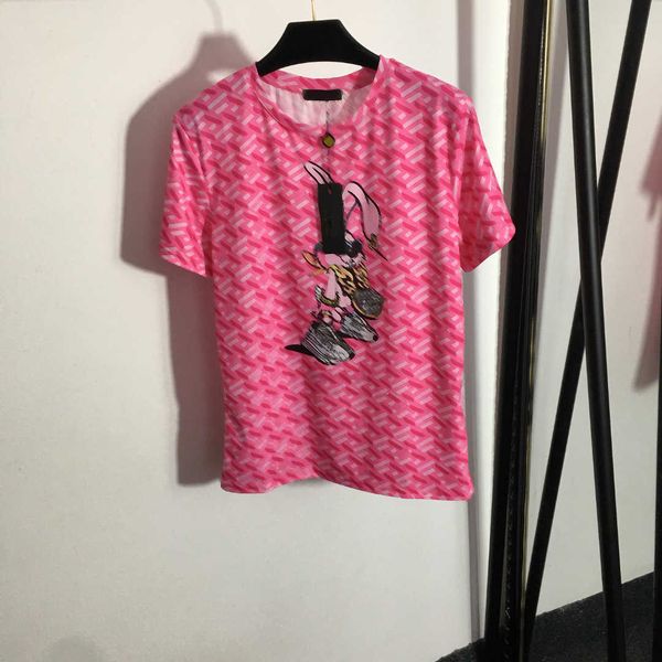 

23ss designer women t-shirts brand tide rabbit print pure cotton round neck short-sleeved t-shirt womens clothing, White