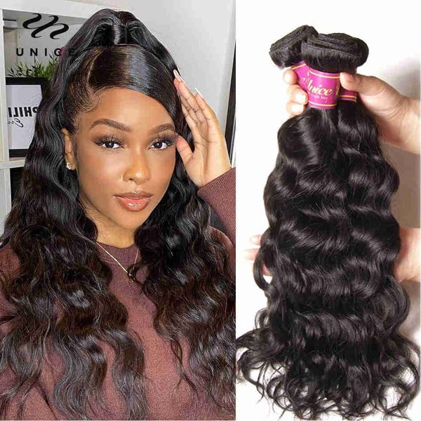

wig caps unice hair 26 inch unprocessed 10a brazilian remy hair natural wave 3 bundles 100 human hair bundles 134 pieces remy hair, Black;brown