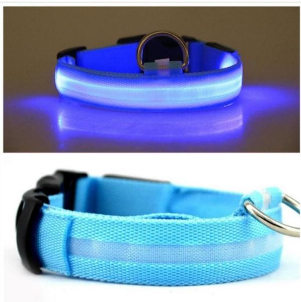 

2021 nylon led pet dog collar night safety flashing glow in the dark dog leash dogs luminous fluorescent collars pet supplies designer dog