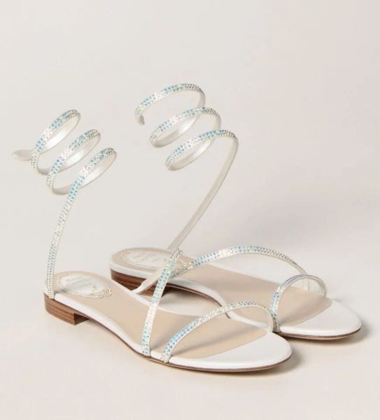 

sandals women dress serpentine shoes designer 9cm rome womens winding satin leather sole chunky heels high heel rene caovilia sandal 35-43, Black