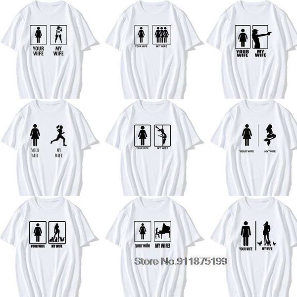 

men's t-shirts funny my wife your wife t-shirt summer cotton t shirts mens short sleeve superhero funny print tee shirt g230303, White;black
