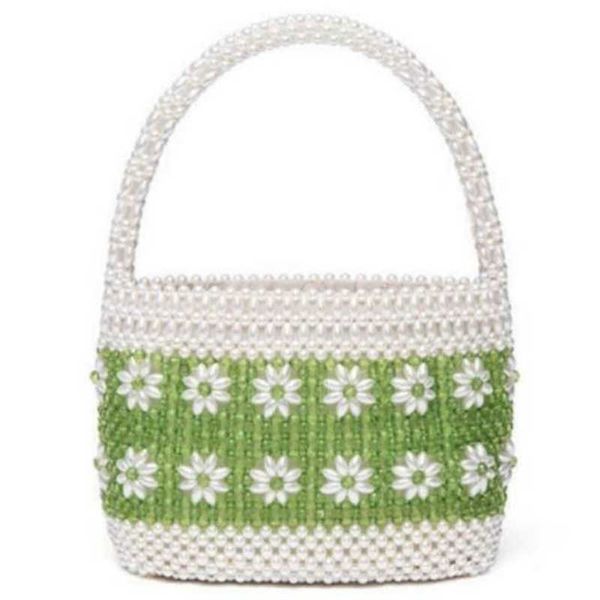 

shrimps early spring green handheld women's fashion bag flower design beaded handmate s 230304