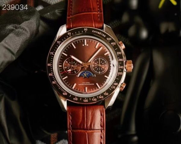 

men's mechanical watch 42mm dial moon phase function 8806 super movement fully automatic winding high-quality watch luxury designer wat, Slivery;brown