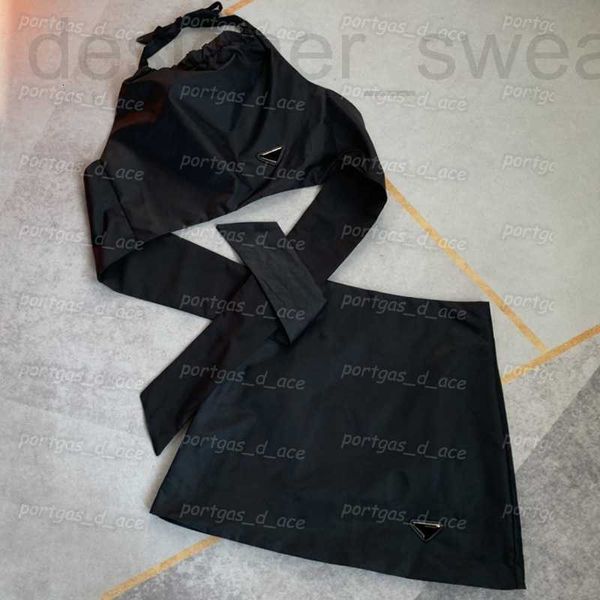 

kim kardashian same paragraph plus size dresses designer triangle badge crop womens re nylon camis halter backless skirt set black summer m