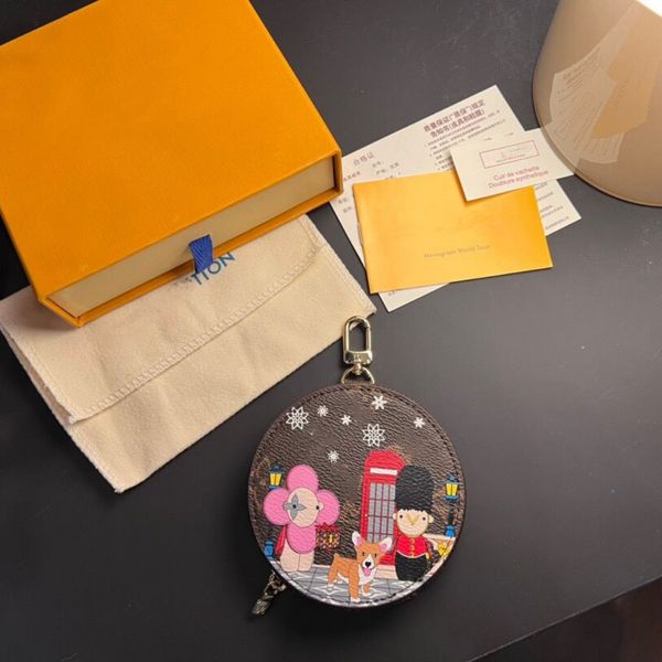 

luxury brand coin wallets women men zipper key wallet letter graffiti sunflower round keychain bags totes keyring brand zipper pencil bag cl, Red;black