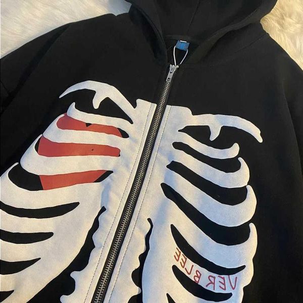 

Sweater Y2K Skellet Jacket goth Hoodie Women harajuku Autumn Zip Up Long Sleeve Jacket aesthetic Sweat punk Tops Vintage Grunge Clothes Xhwp, Black