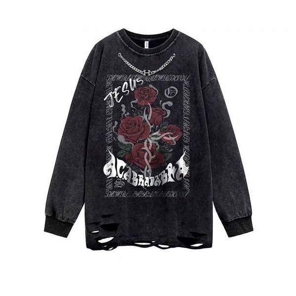 

men's tshirts men print long sleeve tshirts autumn hip hop vintage tees gothic high street women harajuku streetwear brand loose 23030, White;black