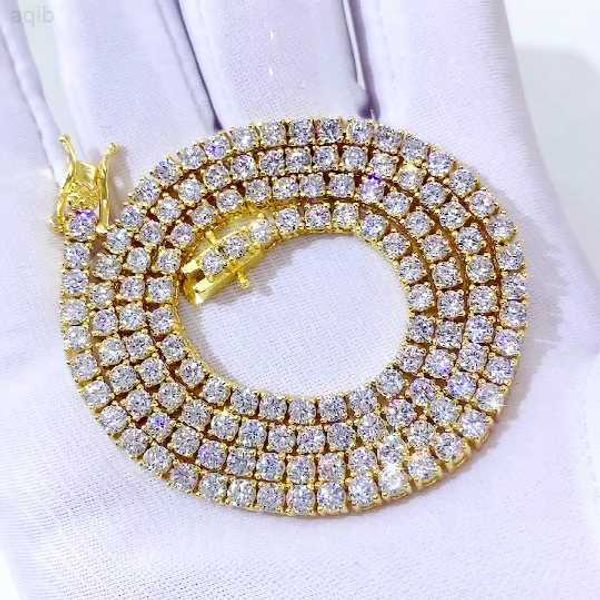

hip hop vvs moissanite necklace 925 sterling silver 18'' white gold moissanite 4mm tennis chain