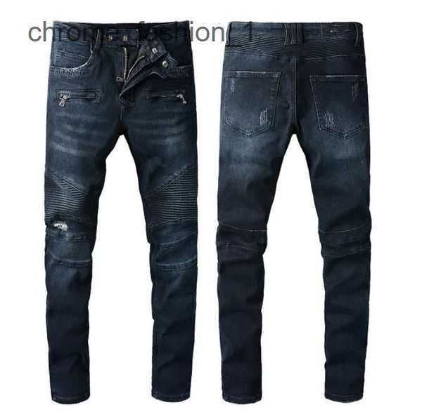 

designer mens jeans denim embroidery pants fashion holes trouser hip hop distressed zipper trousers for amirly male 9 o9ok, Blue