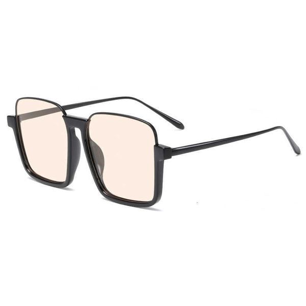 

sunglasses ins style versatile tan women's large square half frame glasses 2021 mesh red plain anti blue flat lens, White;black