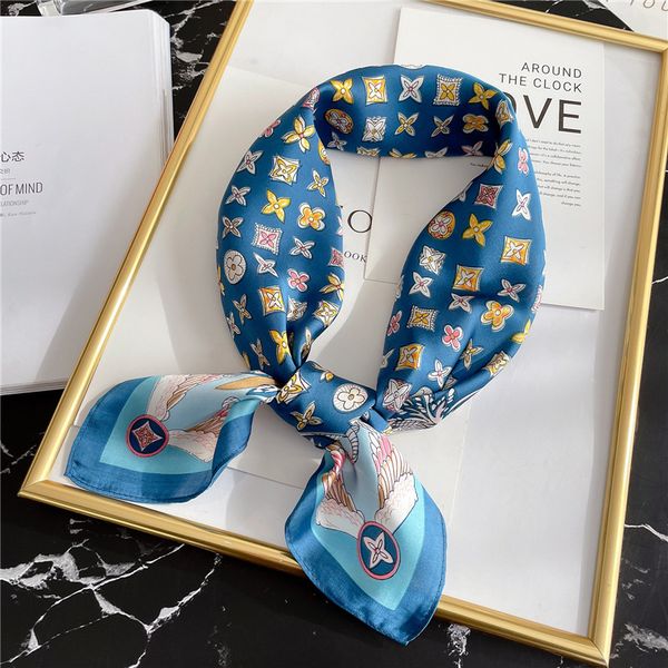 

scarves scarf silk scarf designer square head scarfs womens fashion pattern large satin letter dot wraps print floral 15style 70cm camouflag, Blue;gray