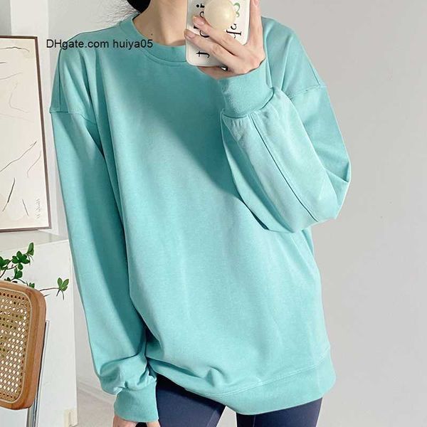 

yoga ll women's outfit sweater casual loose gym perfectly oversized crew sports shirts workout blouse woman antumn long sleeve for