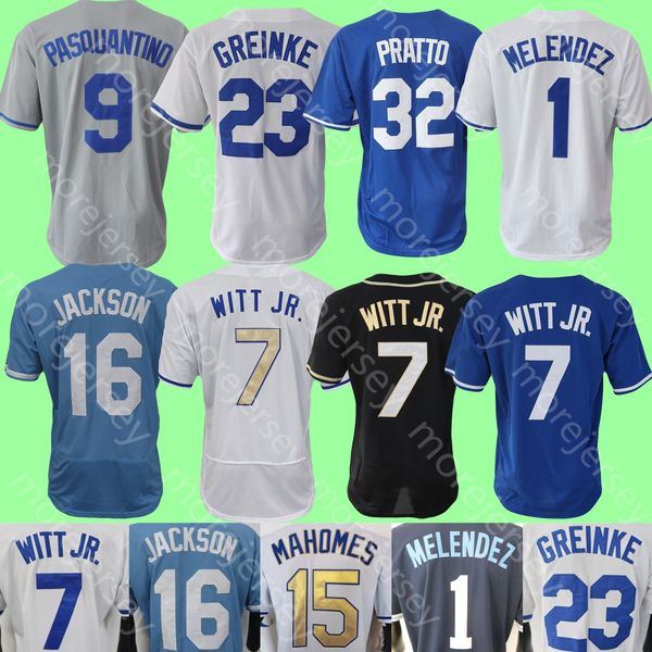 

baseball jersey bobby witt jr. george brett bo jackson patrick mahomes zack greinke chapman melendez perez pasquantino pratto hernandez isbe, Blue;black