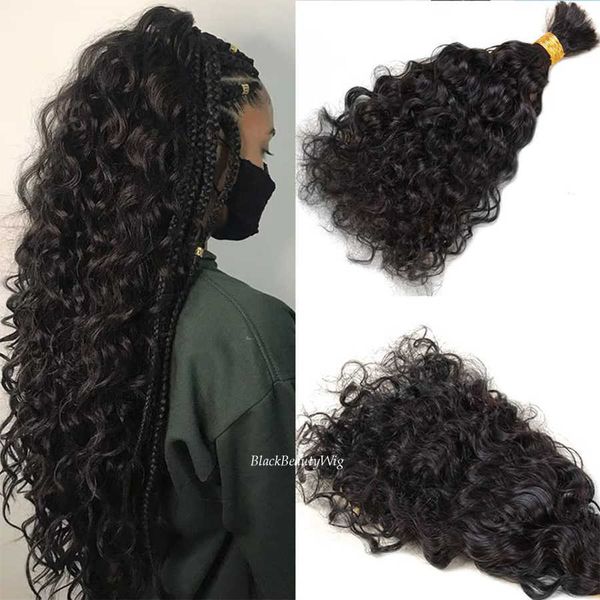 

wig caps human hair bulk for braiding loose wave brazilian remy hair no weft loose curly bulk hair extension for micro braids 100g, Black;brown