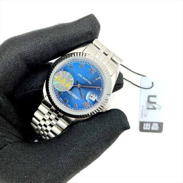 

couple watch automatic mechanical watches abb_watches modern casual wristwatch round steel folding buckle watch women dress date just lovers, Slivery;golden