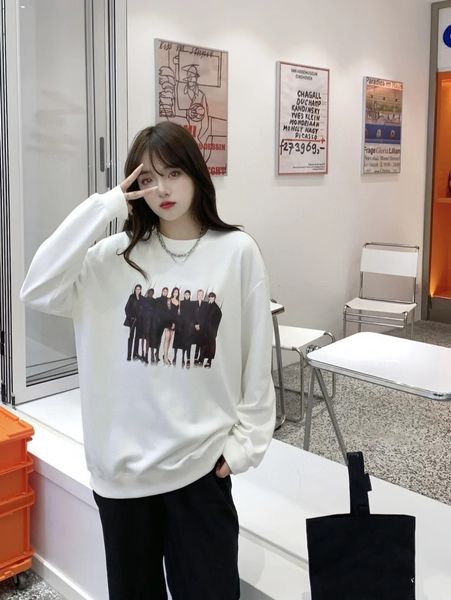 

women's hoodie boutique designer european and american fashion casual hip-hop letter-printed men's sports sweater hooded sweater, Black