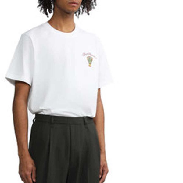 

casablanca designer classic fashion cotton t shirt arch flower sea print men and women loose versatile short sleeve tee, White;black