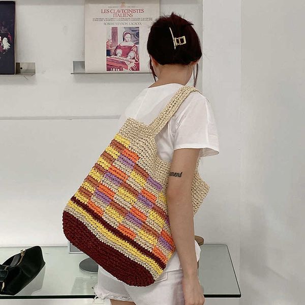 

summer woven straw bag women bohemia rattan bucket shoulder bag holiday ladies beach bag new vacation underarm handbag bolsas 230304 230220