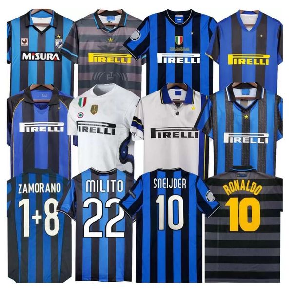 

finals 09 milito sneijder zanetti retro soccer jersey eto'o football 97 98 99 01 02 03 djorkaeff baggio adriano milan 10 11 07 08 09 ba, Black;yellow