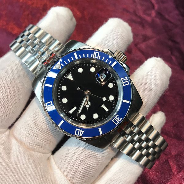 

10 styles mens watch silver case 40mm sub watches blue dial ceramic bezel automatic mechanical stanless steel fashion sport self-wind watche, Slivery;brown