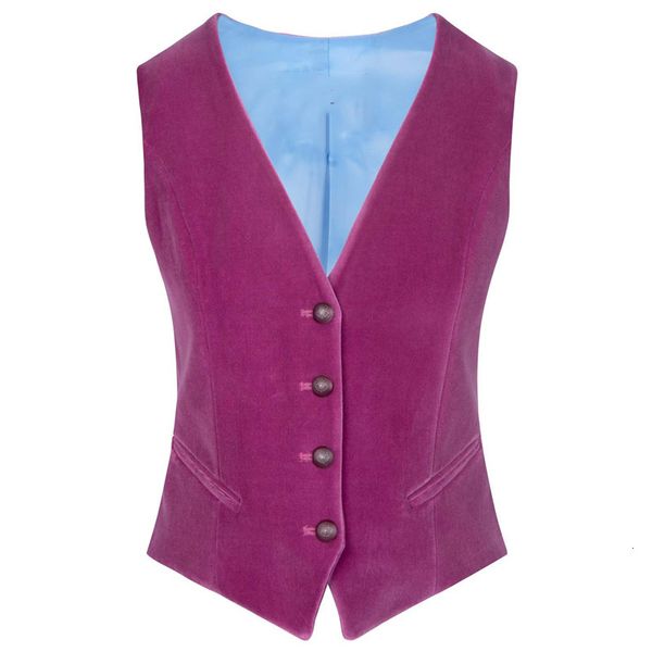 

women s jackets tailored vest fuchsia velvet v neck elegant ol waistcoat single breasted 4 button formal business aesthetic s 230303, Black;brown