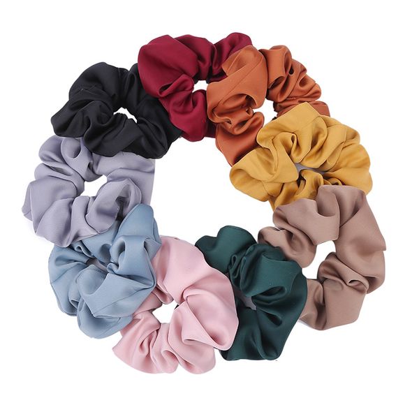

9 styles lady girl hair scrunchy ring elastic hair bands pure color leopard plaid large intestine sports dance scrunchie hairband hair acces, Slivery;white