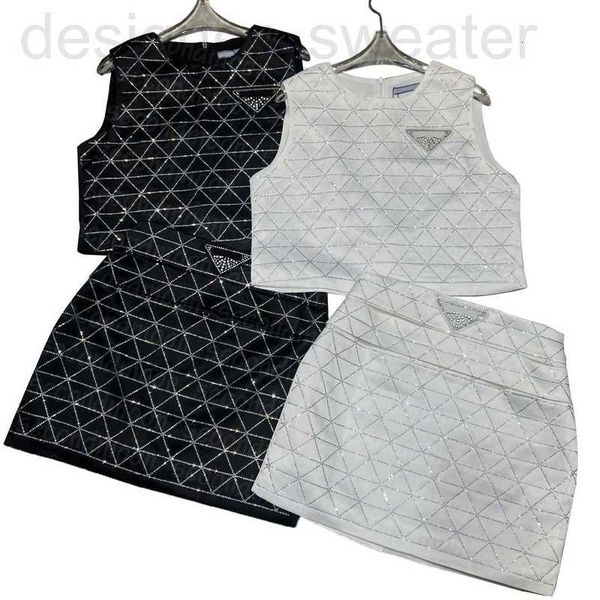 

two piece dress designer shiny rhinestone women night club es sleeveless crystal vest skinny skirt 96lo, White