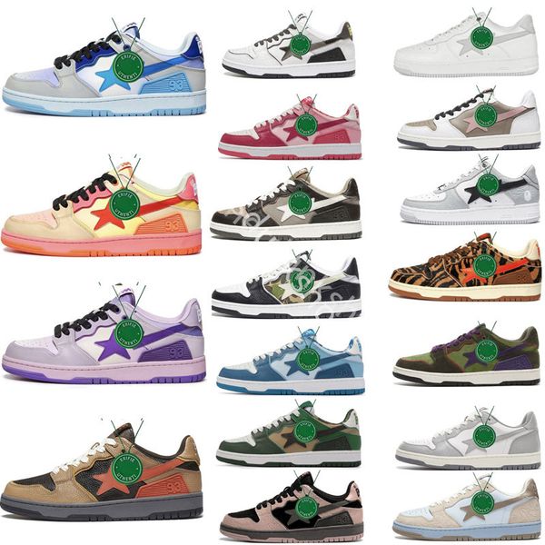 

yellow mens bapesta sk8 shoes womens platform camo stars black white red green purple venom sax college dropout sneakers size 11 36-45
