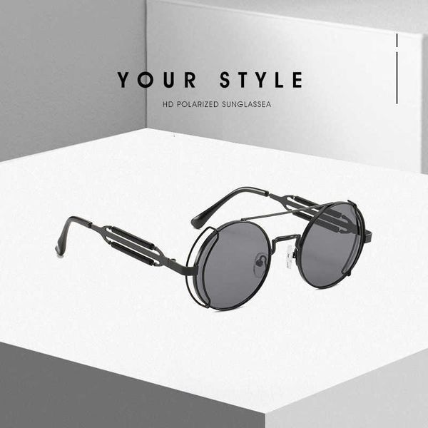 

oversized sunglasses sunglasses round frame cyberpunk fashion trend metal hollow leg, White;black