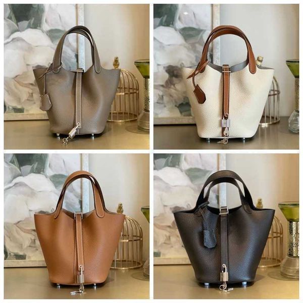 

h handbags designer h picotin 2022 autumn new 18cm vegetable basket togo litchi calfskin color matchingcvn n06d