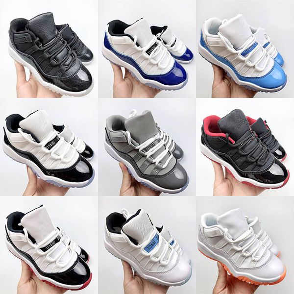 

11s retro basketball kids low shoes jumpman 11 shoe boys children black sneaker chicago designer military grey trainers baby kid youth toddl