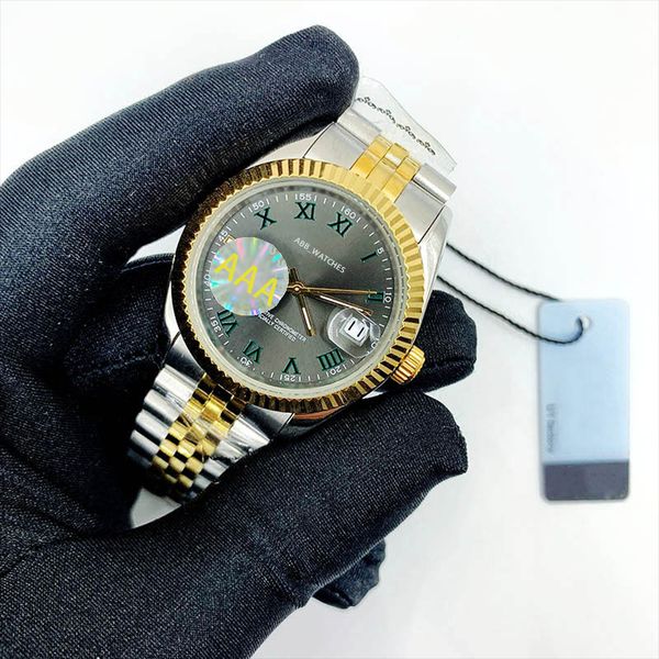

abb_watches mens watch automatic mechanical watches modern business wristwatch round stainless steel watch waterproof limited edition classc, Slivery;brown