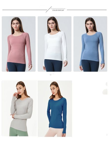 

lu-2.0 yoga shaping womens wear swiftly tech ladies sports t shirts long sleeve outfit t-shirts moisture wicking knit high elastic fitness, Gray
