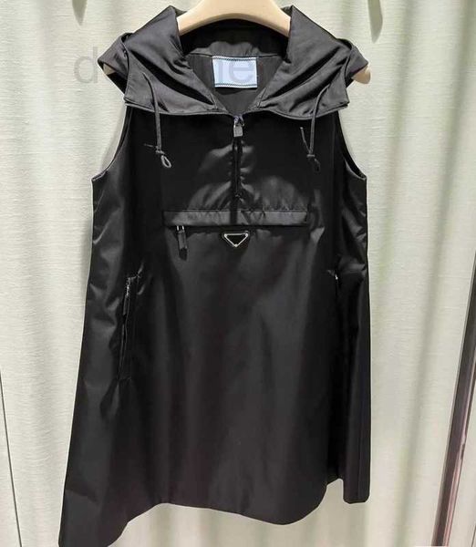 

casual dresses designer women's dress skirts nylon hooded semi-zip summer sleeveless doll a-line version girl party casual skirt size s, Black;gray