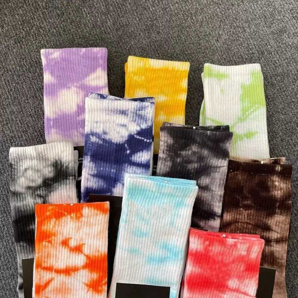 

tie-dye sock european and american street ins hip-hop tide couple socks in the tube sports cotton stockings smav, Black