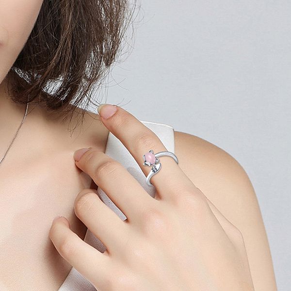 

925 sterling silver charm for pandora new 2023 fashion women's ring fox open ring