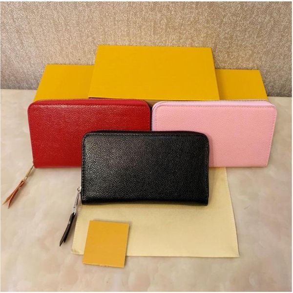 

2021 wallets for women genuine leather bags zipper long wallet designer handbags zippy purse luxurys bag tote have box295s, Red;black