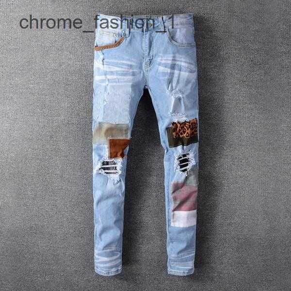 

amirs mens womens designers jeans distressed ripped biker slim straight denim for men s print army fashion mans skinny pants 2 yxy9, Blue
