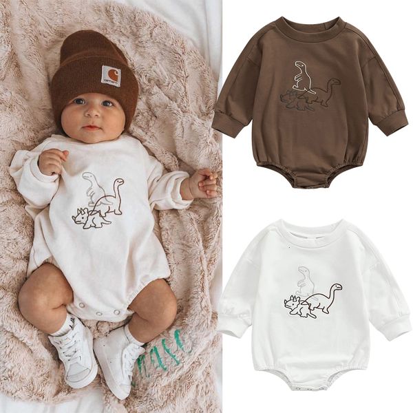 

jumpsuits autumn born baby rompers infant kids cotton long sleeve cartoon dinosaur embroidery boy girls clothes 018m 230303, Blue
