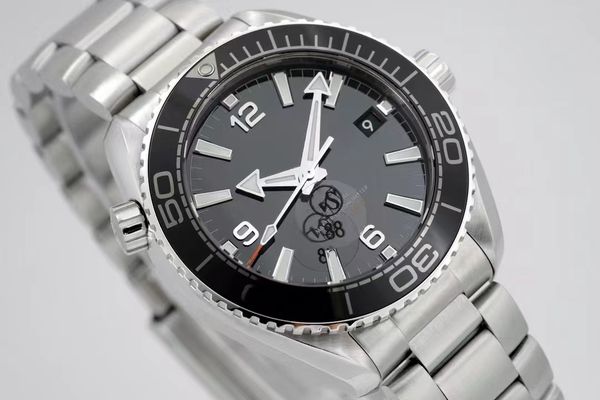 

men's mechanical watch 42mm tai chi circle dial ceramic ring mouth with 8800 super movement fully automatic winding seahorse 600 diving, Slivery;brown