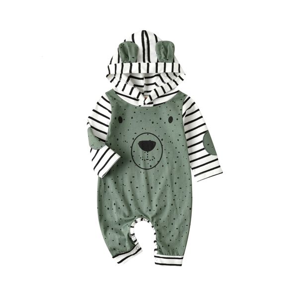 

jumpsuits citgeett autumn infant baby girls boys cartoon rompers dots stripe hooded long sleeves buttons clothes 230303, Blue
