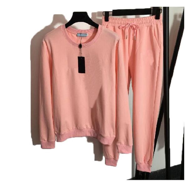 

ss new designer womens tracksuits autumn two piece pants long sleeve sweater-shirt casual sport trousers printed stylist triangle pullover s, Gray