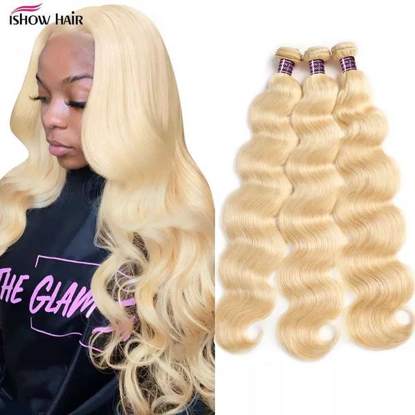 

wig caps ishow 613 body wave brazilian human hair bundles remy blonde hair extension human hair weft for black women clearance, Black;brown