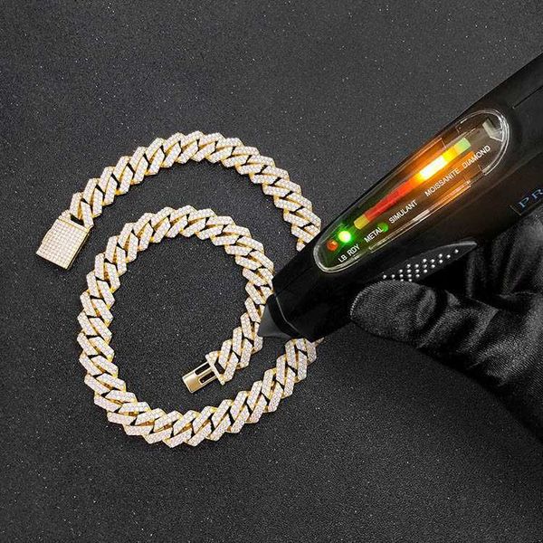 

round cut cuban chain 13mm width 925 necklace sterling silver moissanite necklace diamond hiphop