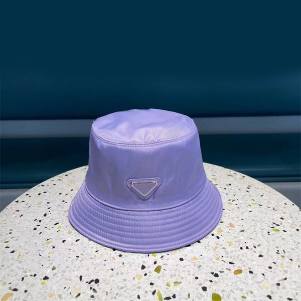 

black designer hats luxury womens bucket hats flat trendy holiday classic cappello white blue enamel metal triangle beach creative nylon men, Blue;gray